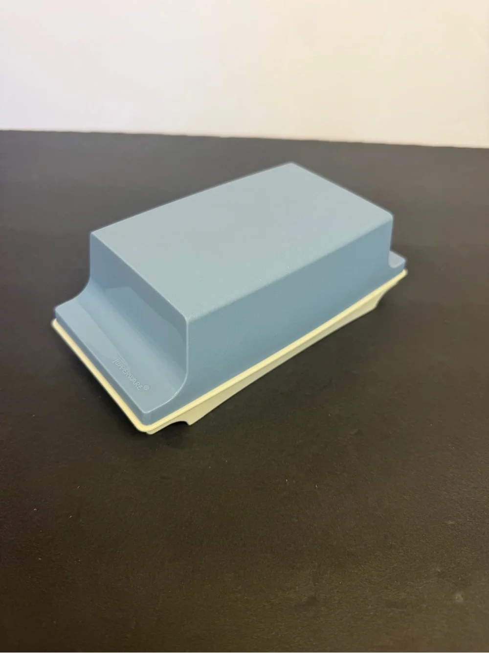 Vintage Tupperware 1512-3 Butter Dish Covered Container Blue & White Made in USA